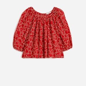 Madewell  Red and White Patterned Blouse